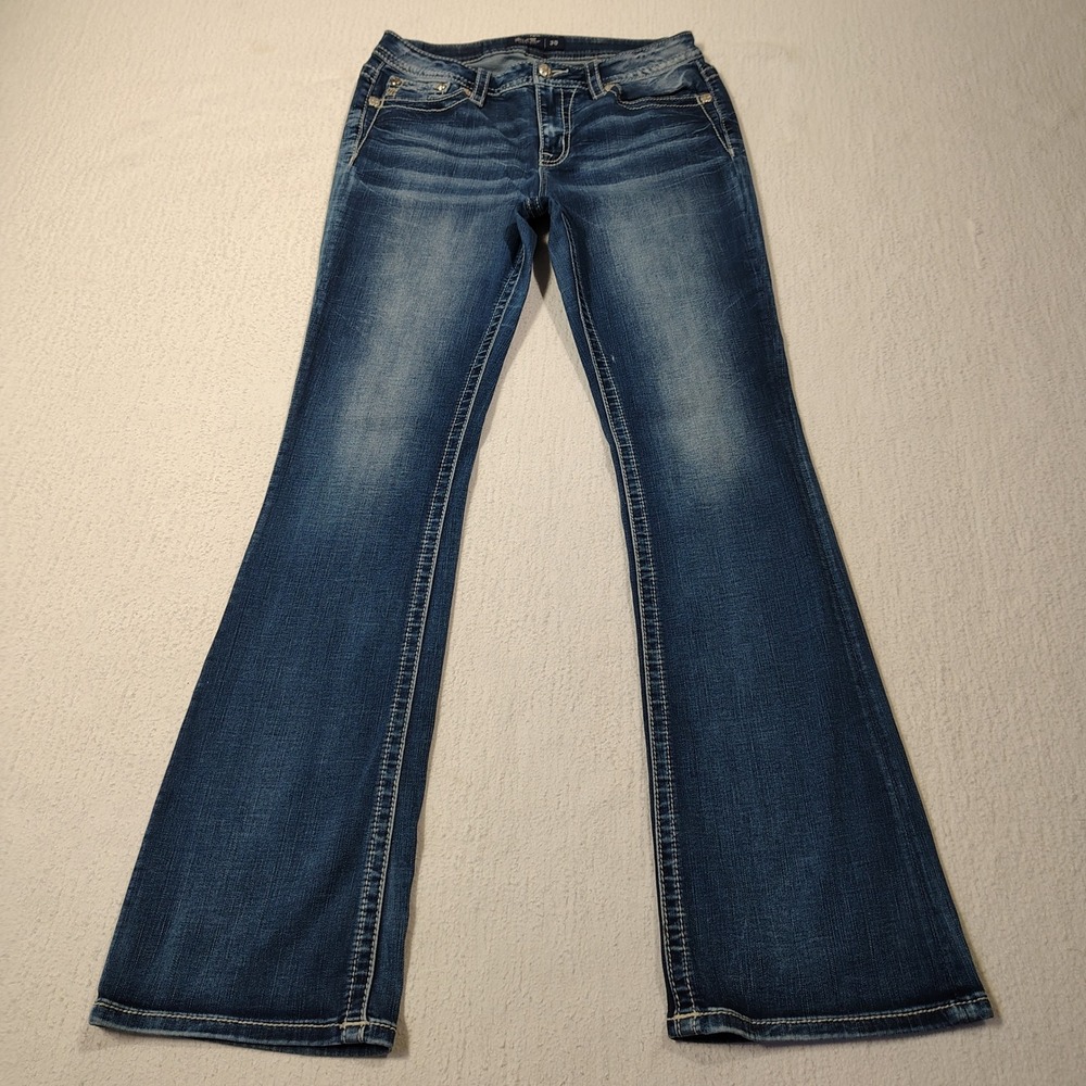 Miss Me Jeans Womens 30 Medium Wash Bootcut Silver Stitch Embroidered Sequin